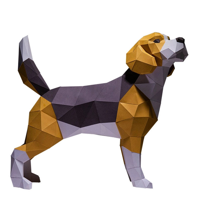 3D BEAGLE PAPERCRAFT DOG ORIGAMI MODEL