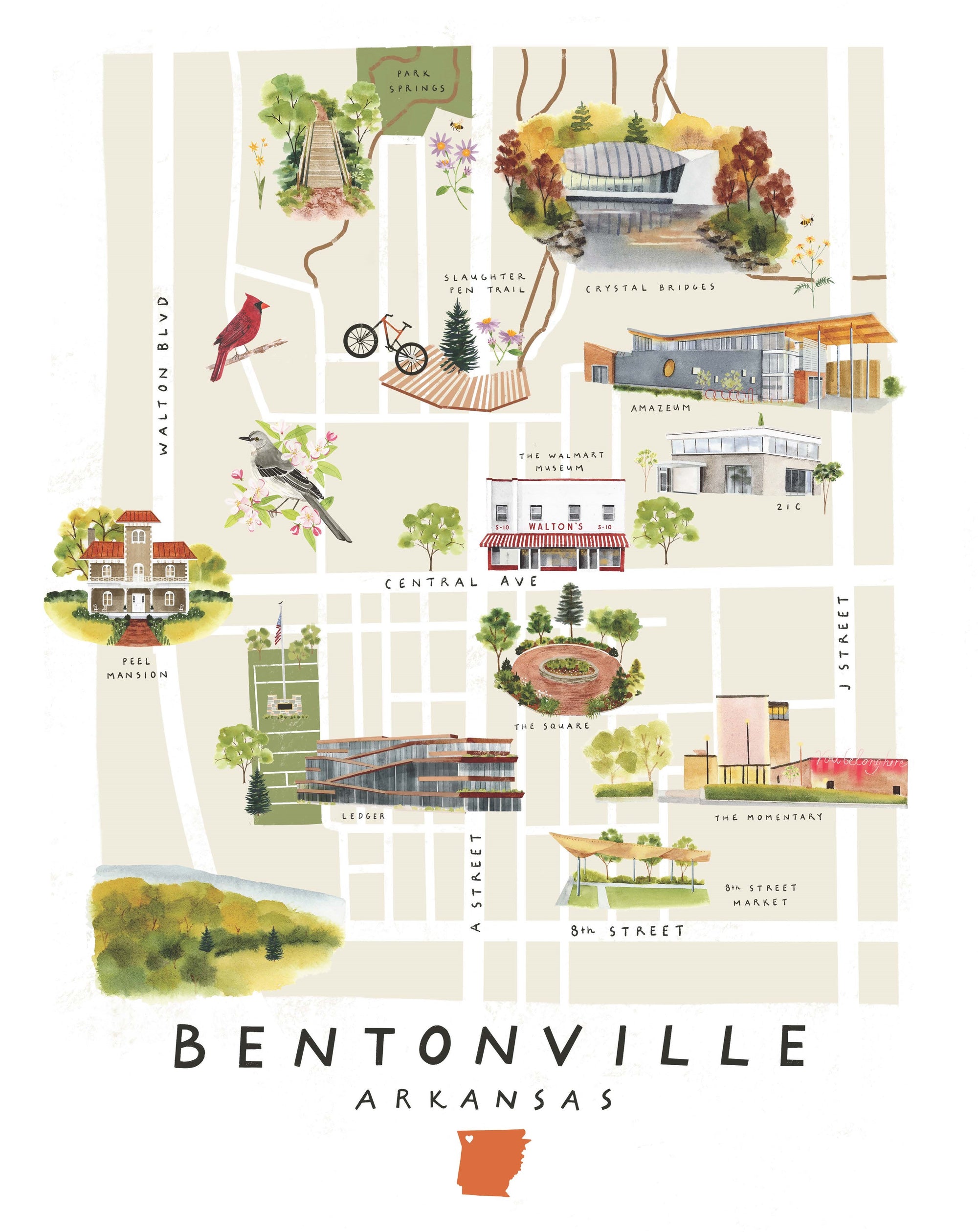 BENTONVILLE, ARKANSAS POSTCARD BY MAY WE FLY