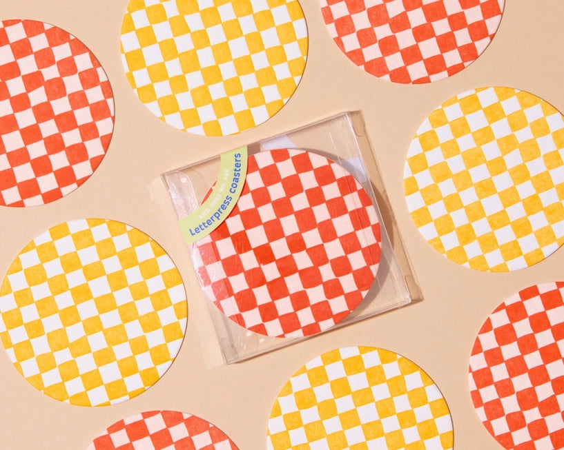 CHECKERED COASTER SET
