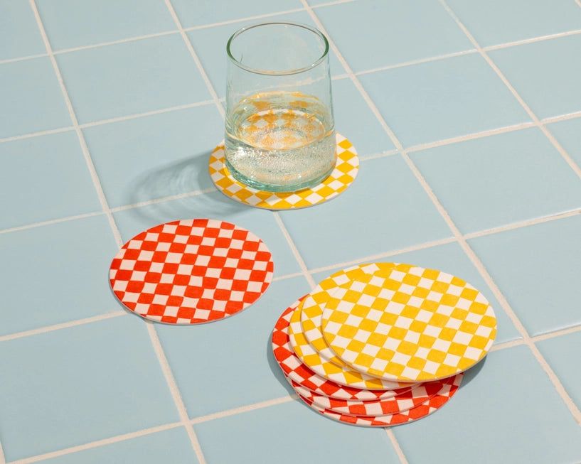 CHECKERED COASTER SET