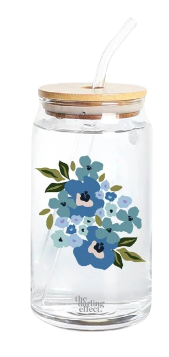 BLUE FLORAL GLASS