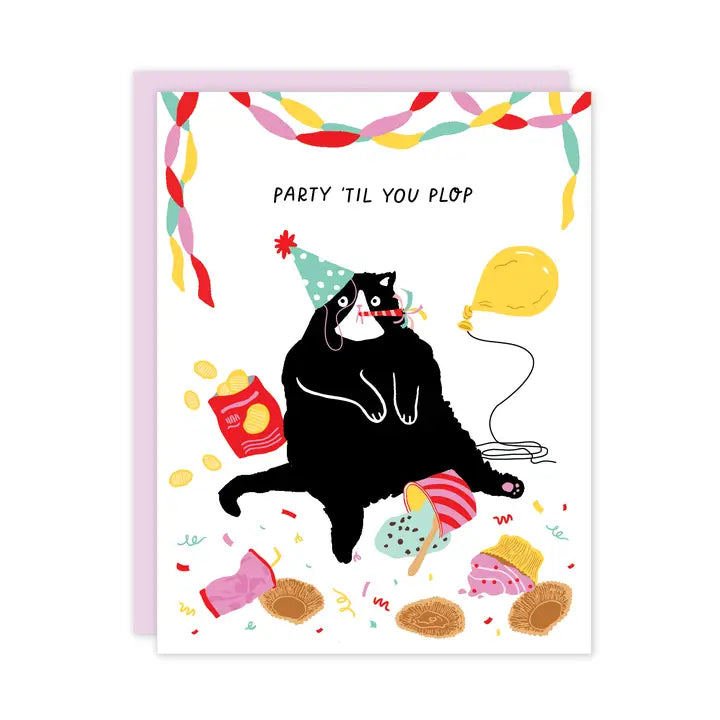 BIRTHDAY CAT PARTY 'TIL YOU PLOP CARD