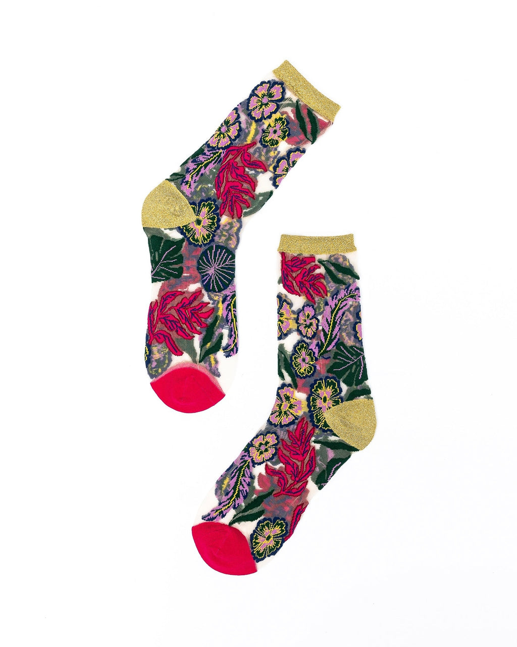 FESTIVE FLORAL SHEER CREW SOCK