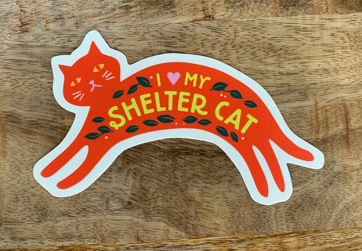 I LOVE MY SHELTER CAT VINYL STICKER