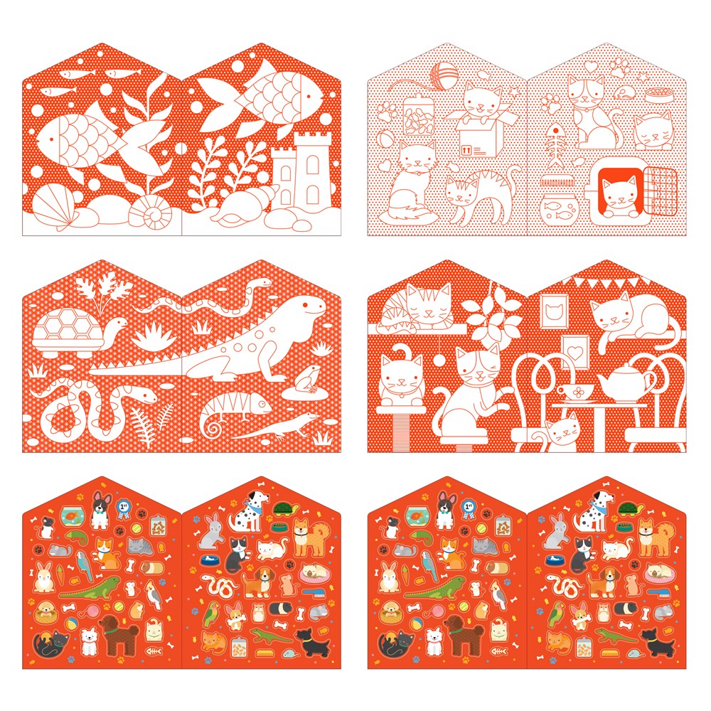 PETS COLORING BOOK AND STICKERS