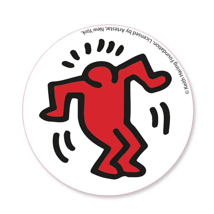 KEITH HARING RED DANCING MAN ROUND MAGNET