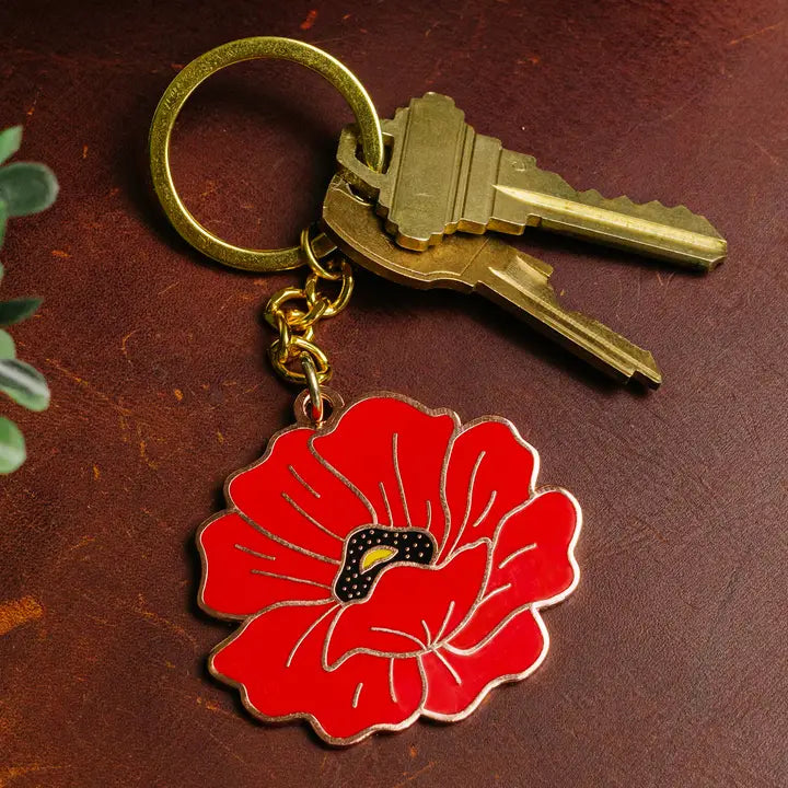 RED POPPY ENAMEL KEYCHAIN