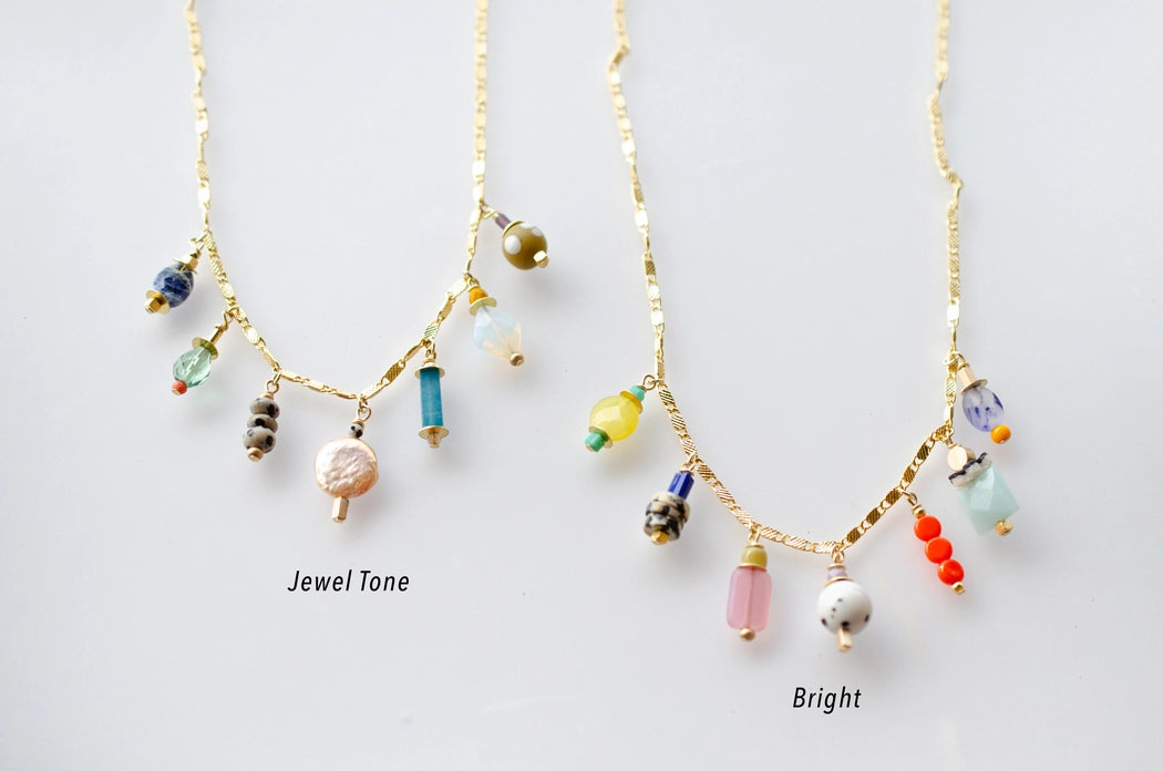 COLORFUL BEADED CHARM NECKLACE