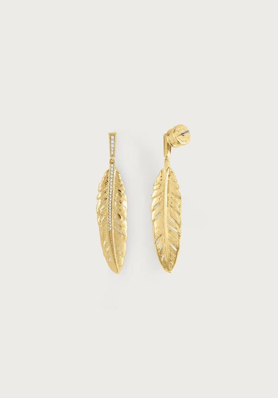FEATHER DROP EARRINGS BY ANABEL ARAM