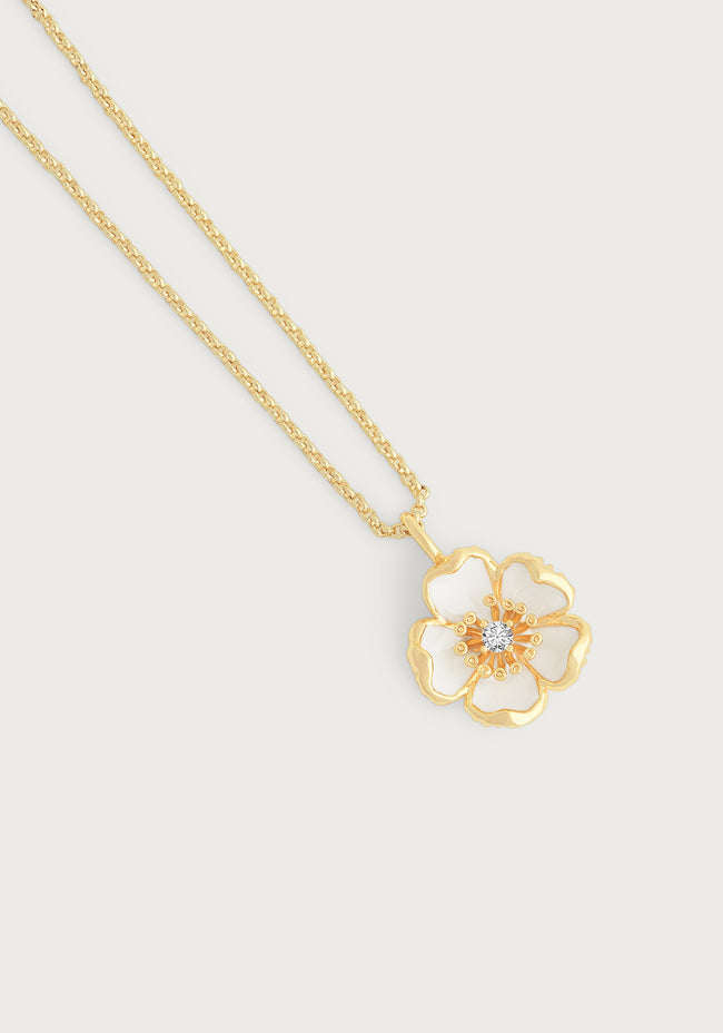 AA WILDFLOWERS ENAMELED PENDANT NECKLACE