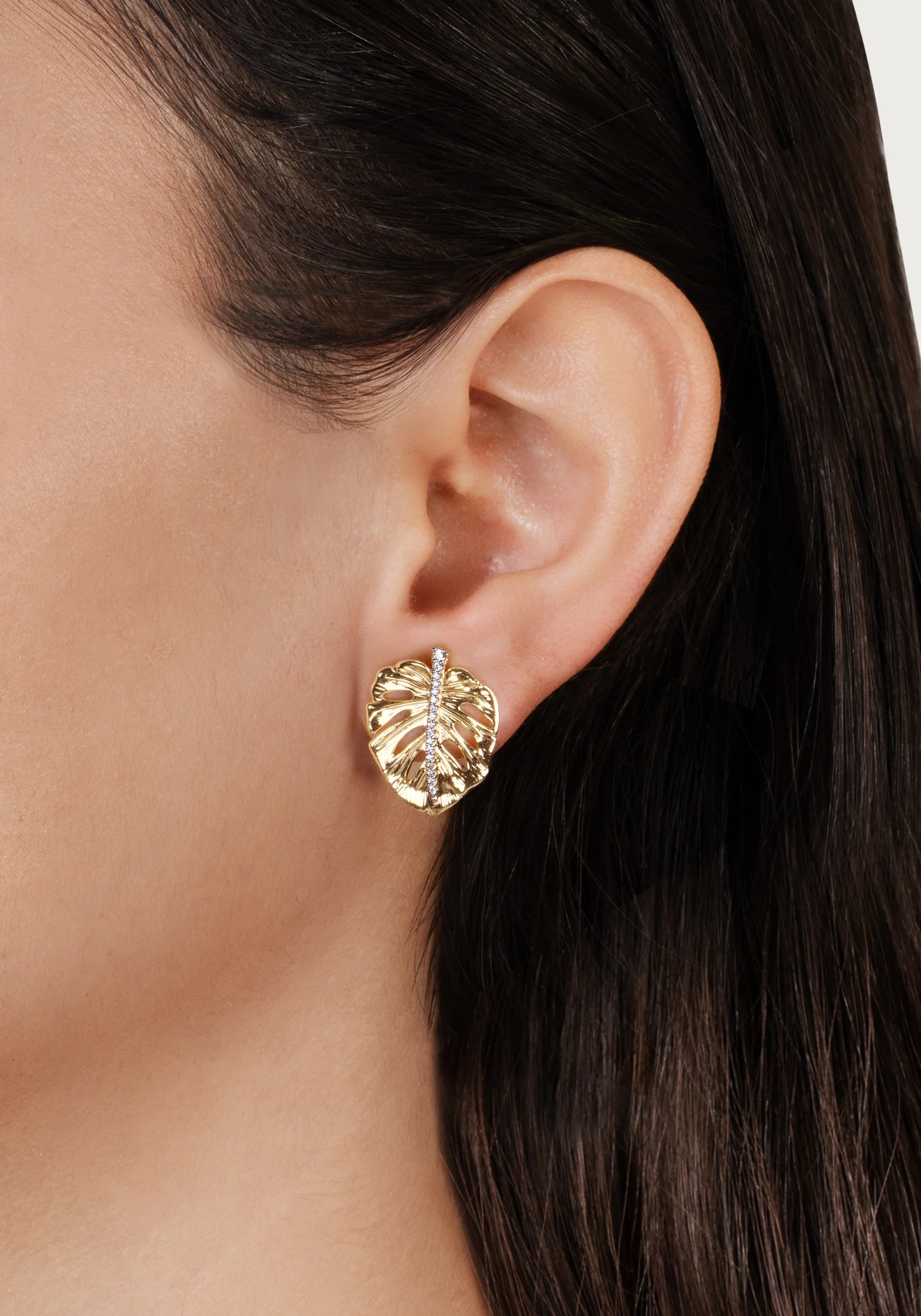 AA SMALL MONSTERA PALM EARRINGS