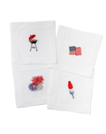 FOURTH OF JULY EMBROIDERED COCKTAIL NAPKINS