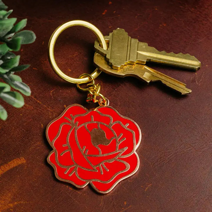 RED ROSE ENAMEL KEYCHAIN
