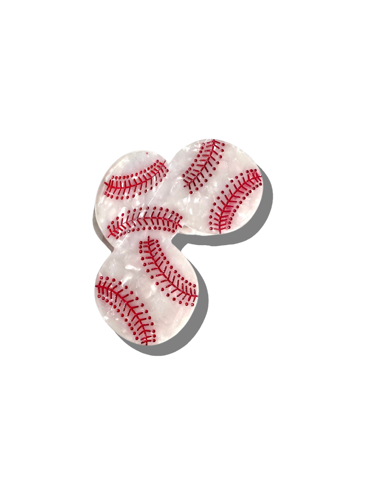 HANDPAINTED BASEBALL HAIR CLIP