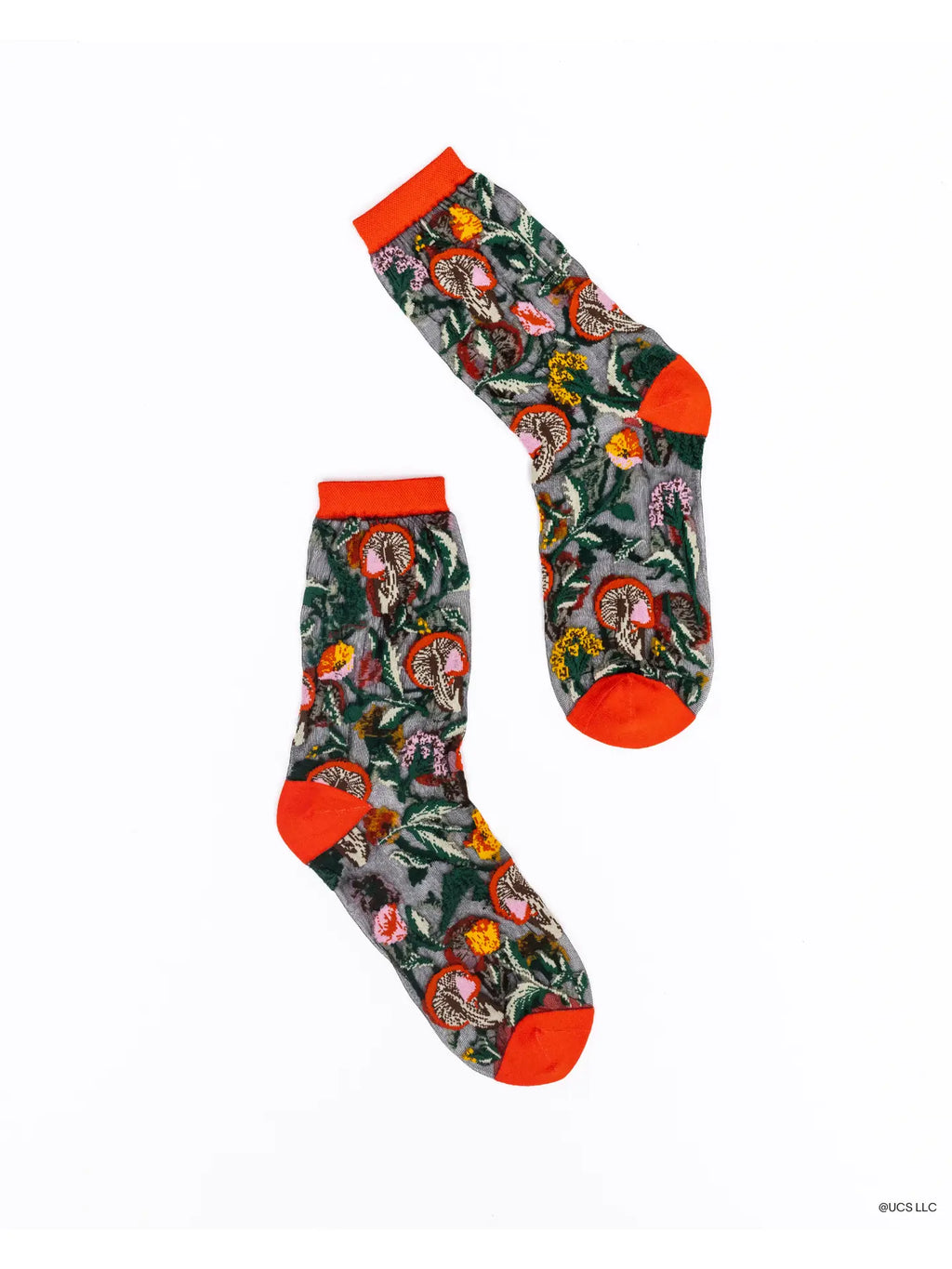 WILD FLORAL SHEER CREW SOCK