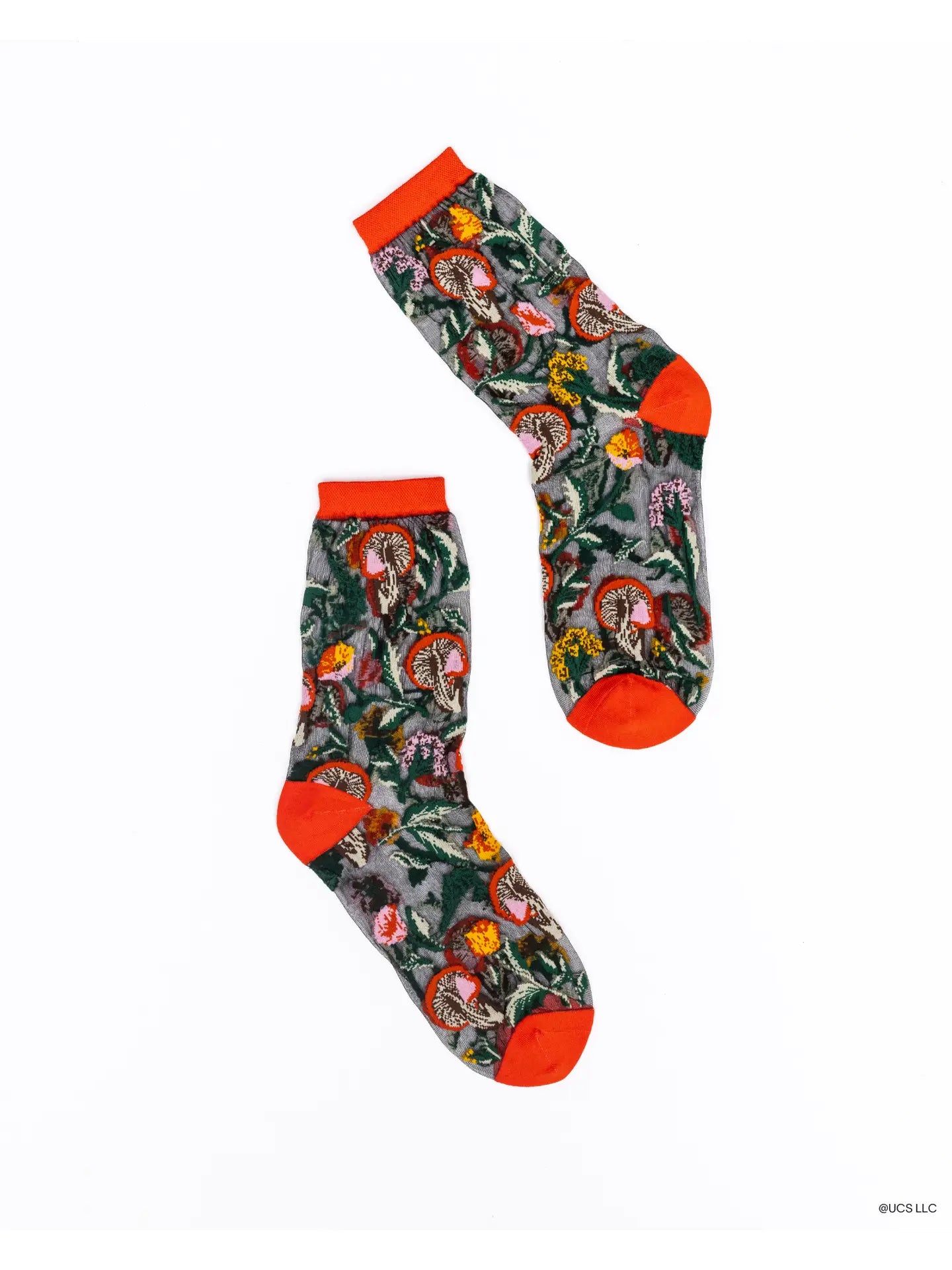 WILD FLORAL SHEER CREW SOCK