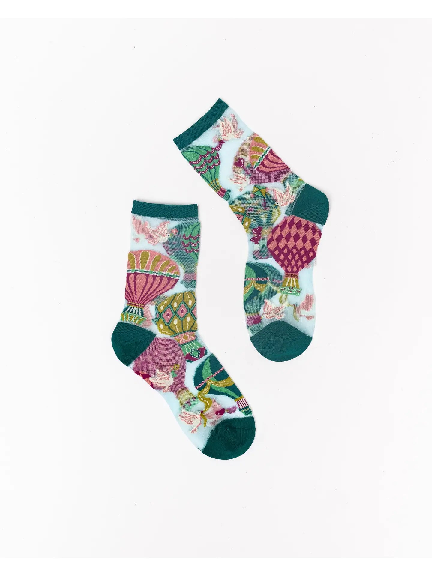 HOT AIR BALLOON SHIMMER SHEER CREW SOCK