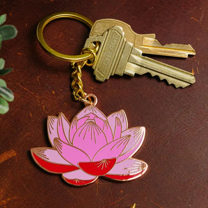 LOTUS ENAMEL KEYCHAIN