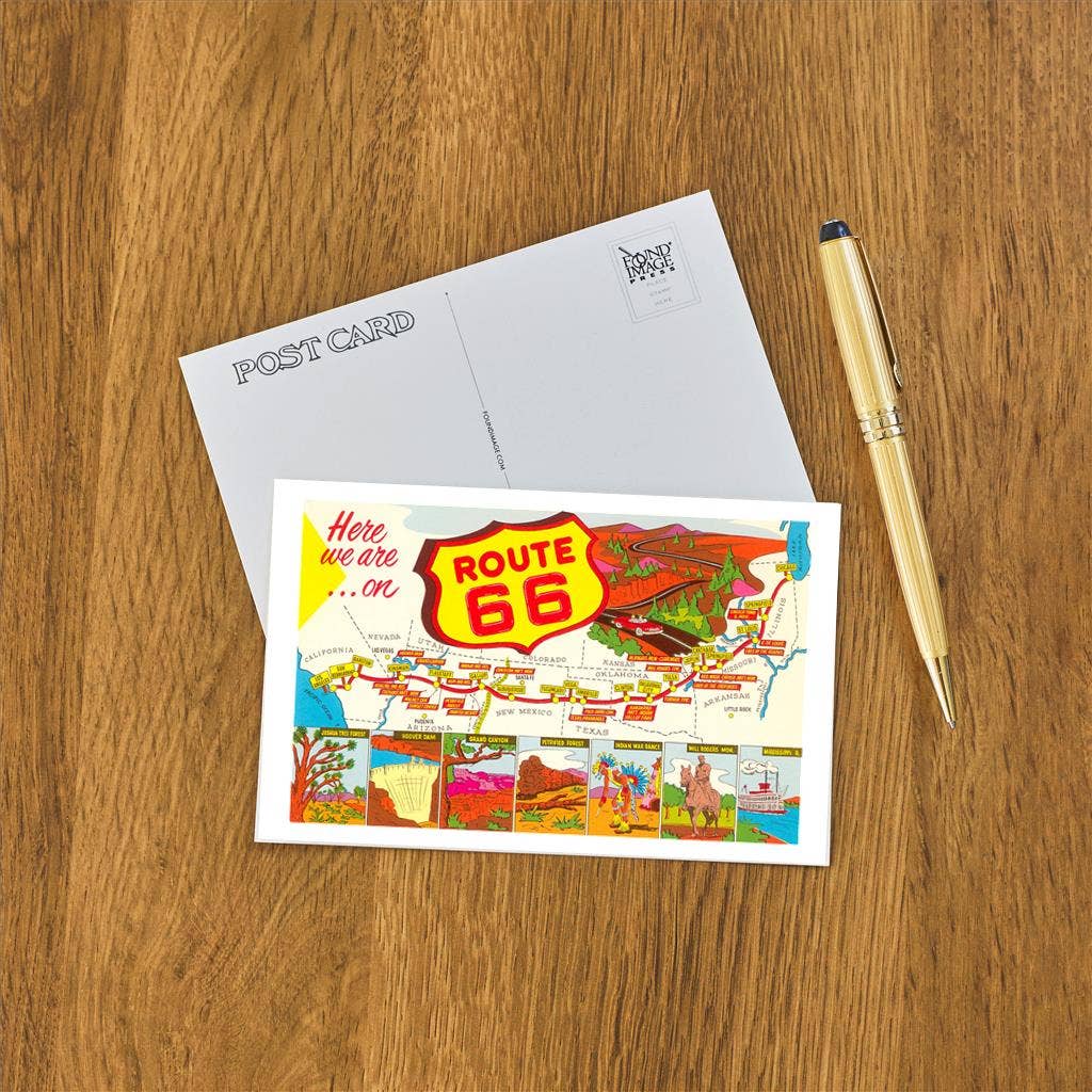 HERE WE ARE ON ROUTE 66 POSTCARD