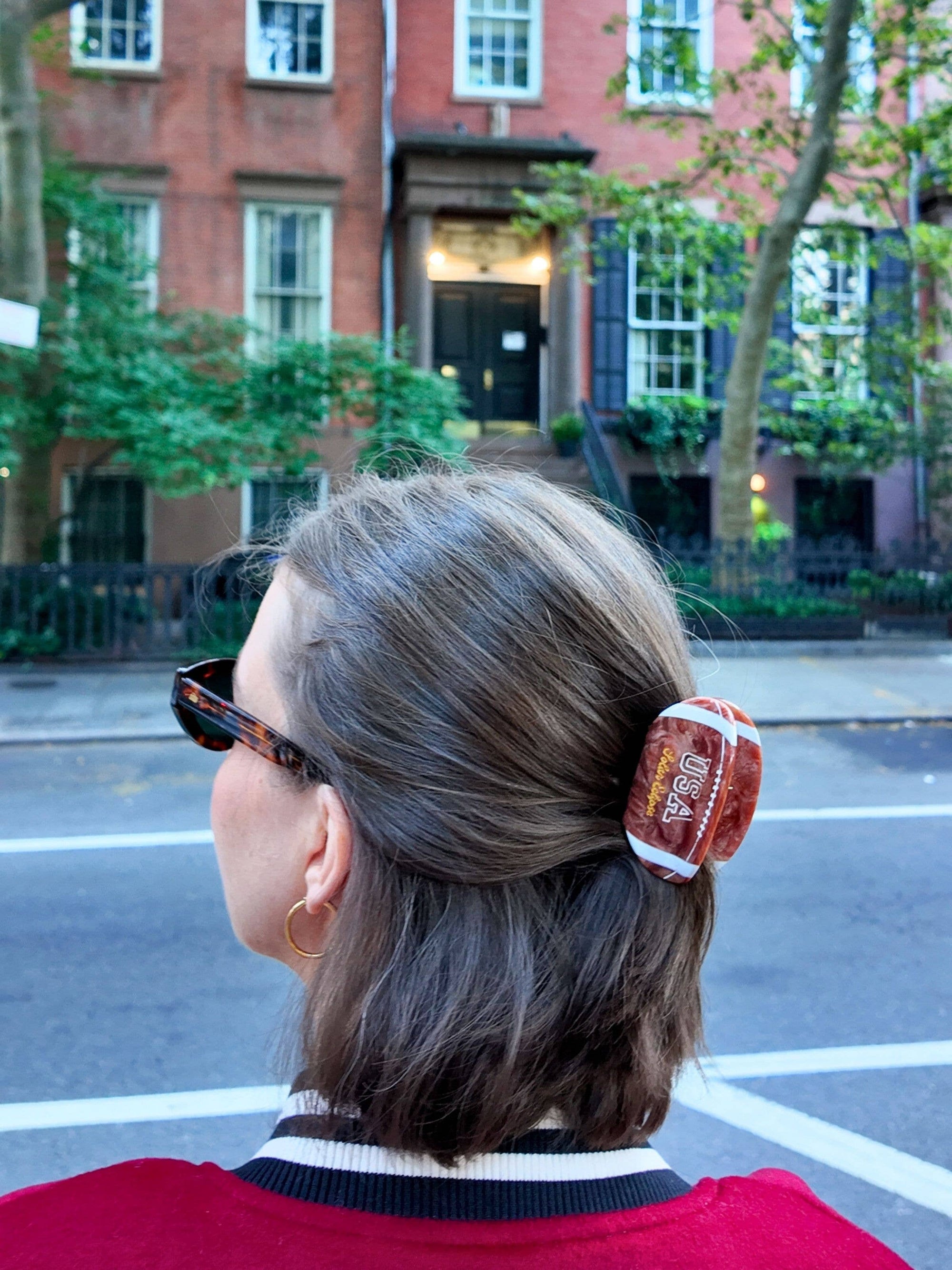HAND-PAINTED VINTAGE FOOTBALL CLAW HAIR CLIP
