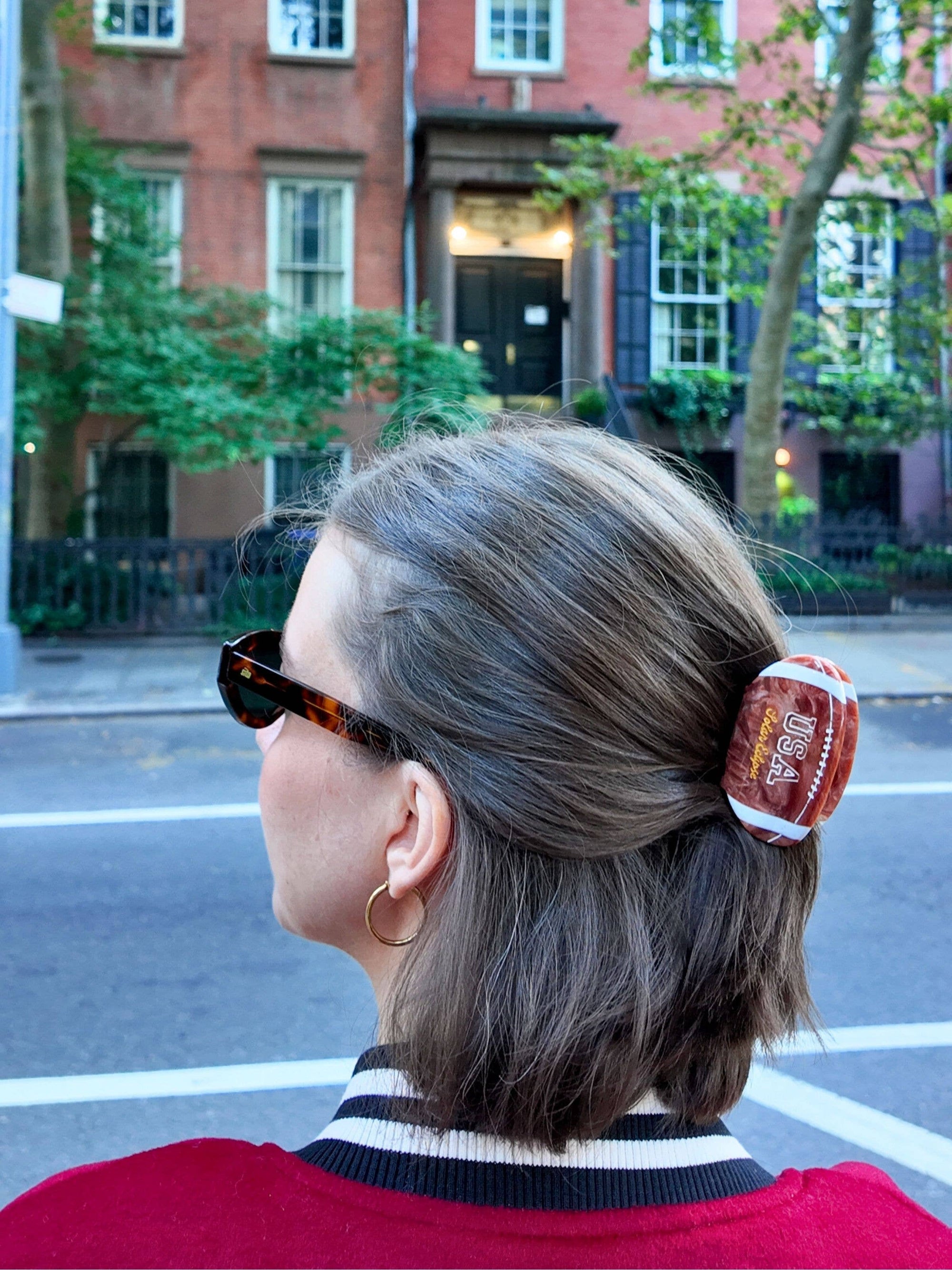 HAND-PAINTED VINTAGE FOOTBALL CLAW HAIR CLIP