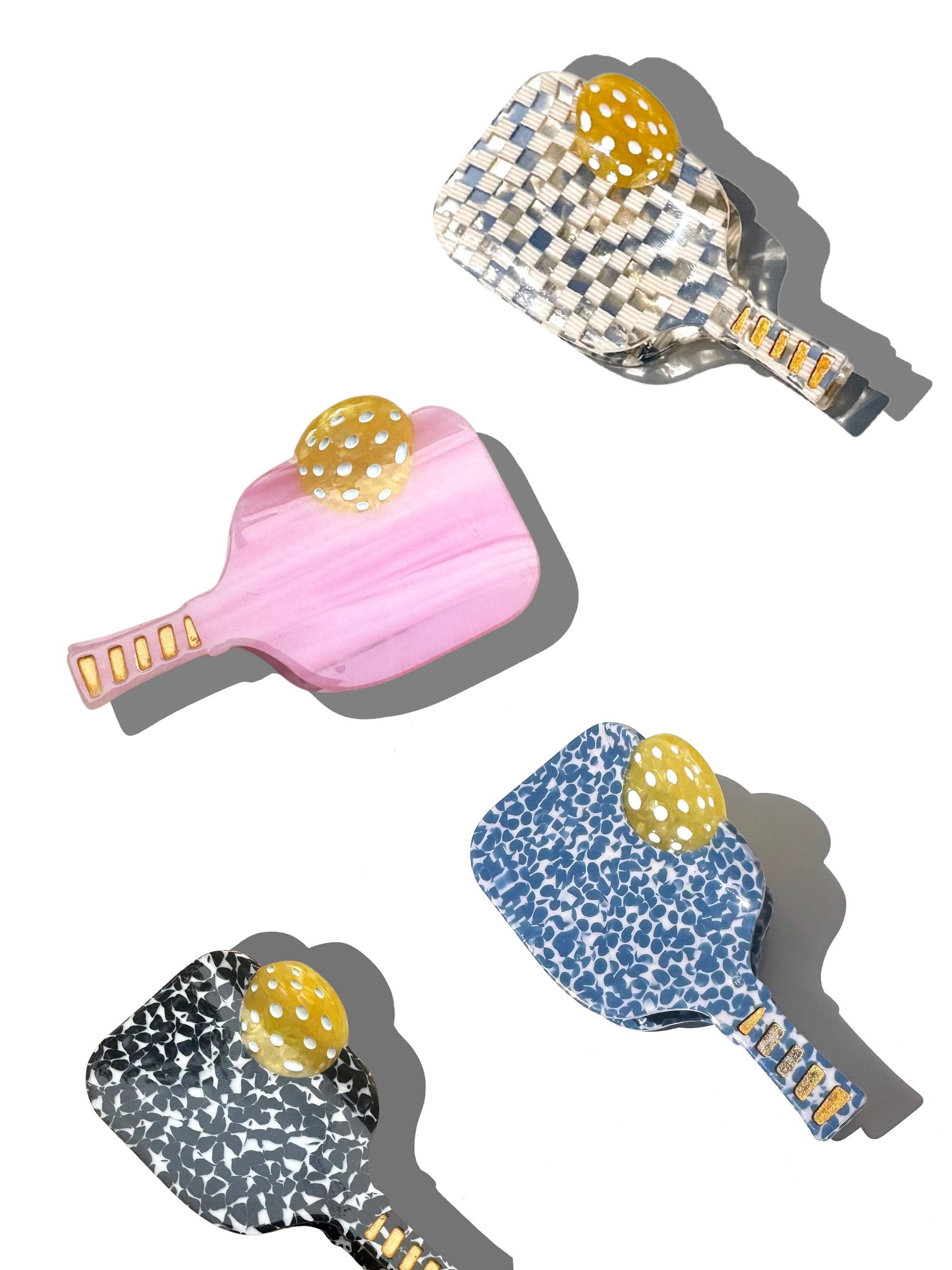 HAND-PAINTED PICKLEBALL PADDLE CLAW HAIR CLIP