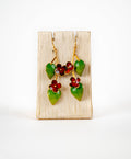 TWO LEAVES TWO FLOWERS EARRINGS BY JENNY WALKER
