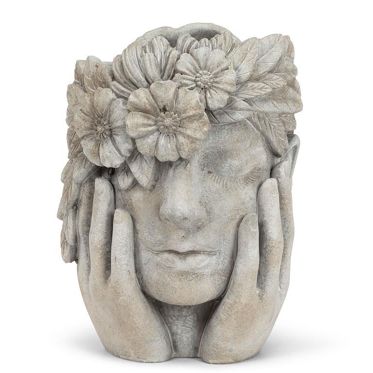 WOMAN WITH FLOWER HALO PLANTER