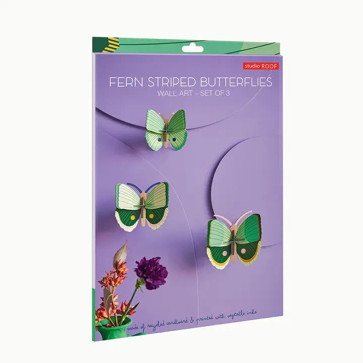 FERN STRIPED BUTTERFLIES SET OF 3