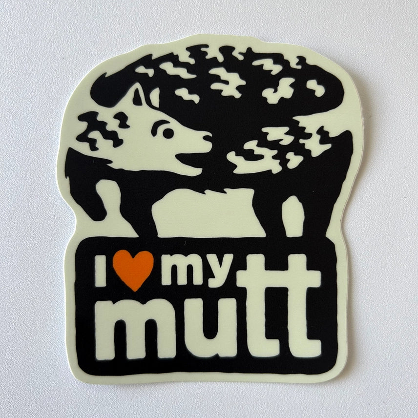 I LOVE MY MUTT VINYL STICKER