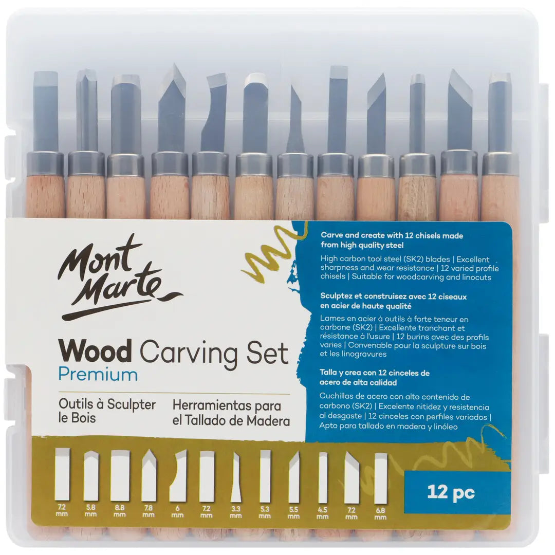 WOOD CARVING SET (12 PIECES)
