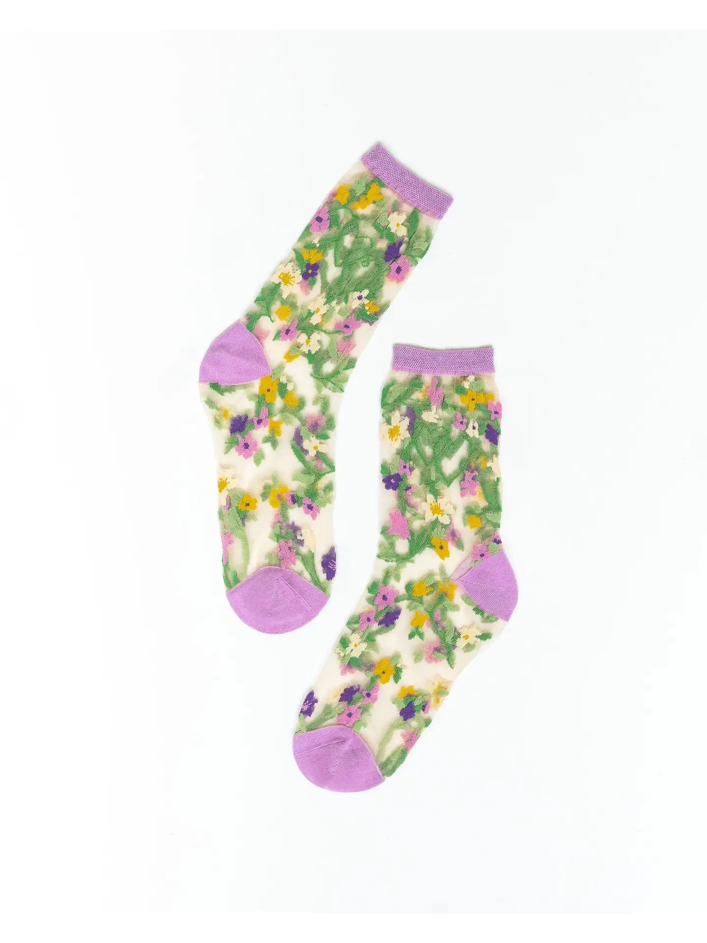 HEART FLORAL SHEER CREW SOCK