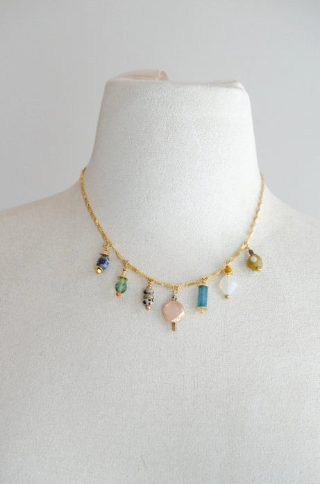COLORFUL BEADED CHARM NECKLACE
