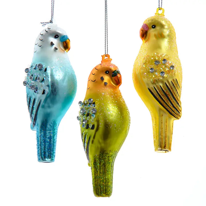 NOBLE GEM PARAKEET GLASS ORNAMENT