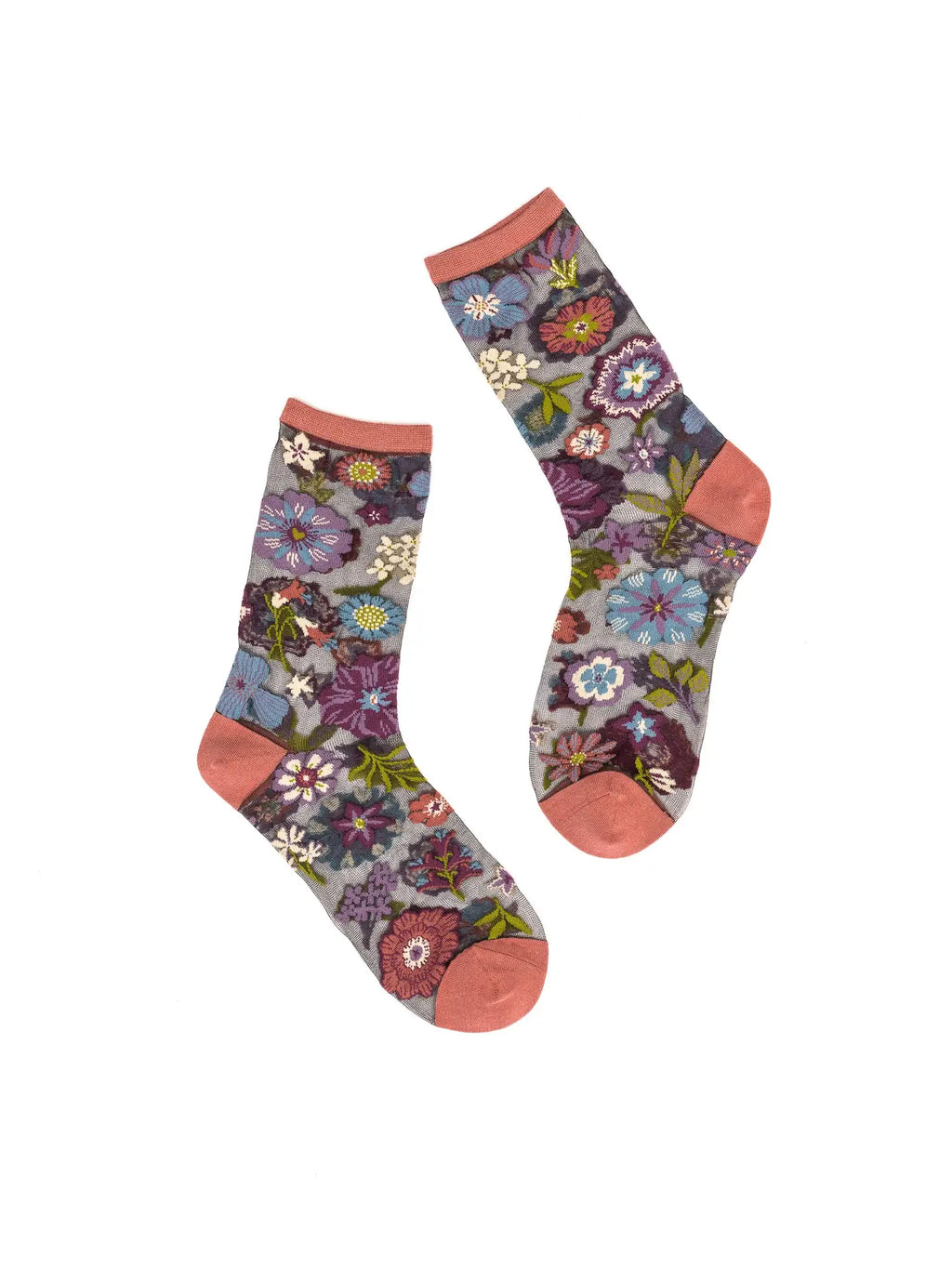 DARK FLORALS SHEER CREW SOCK