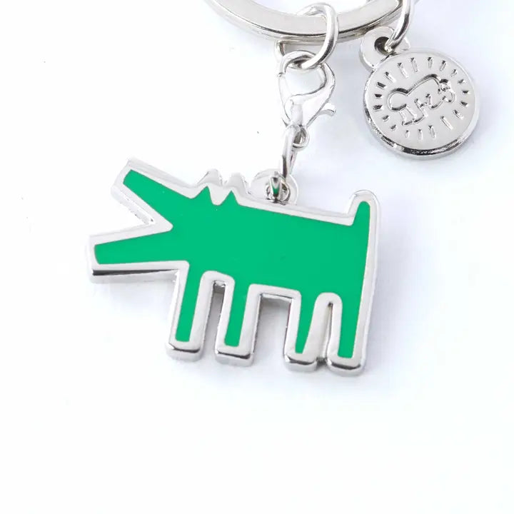 KEITH HARING GREEN BARKING DOG KEYCLIP