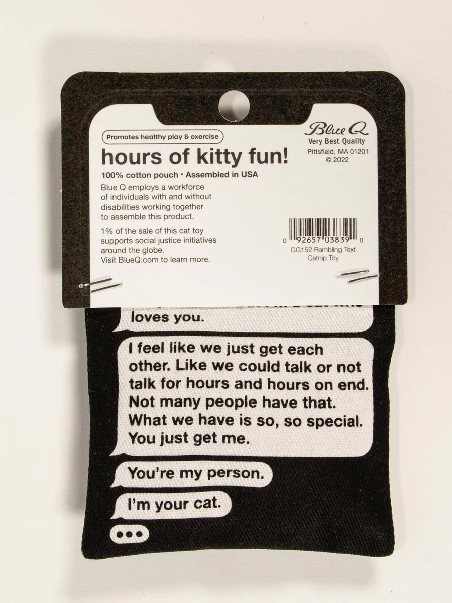 RAMBLING TEXT CATNIP TOY
