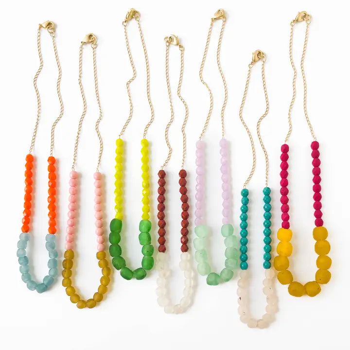 RECYCLED AFRICAN GLASS AND MIXED BEAD NECKLACE