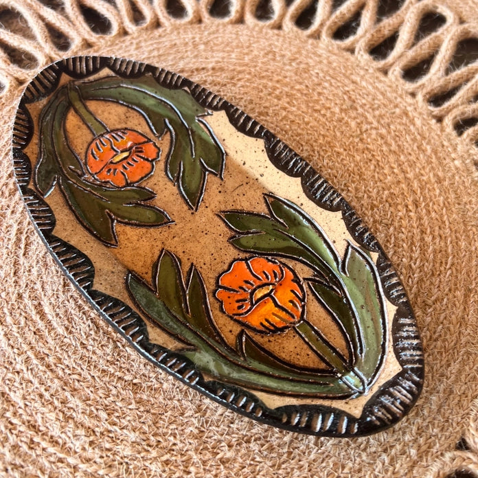 GLOBE MALLOW SGRAFFITO TRINKET DISH