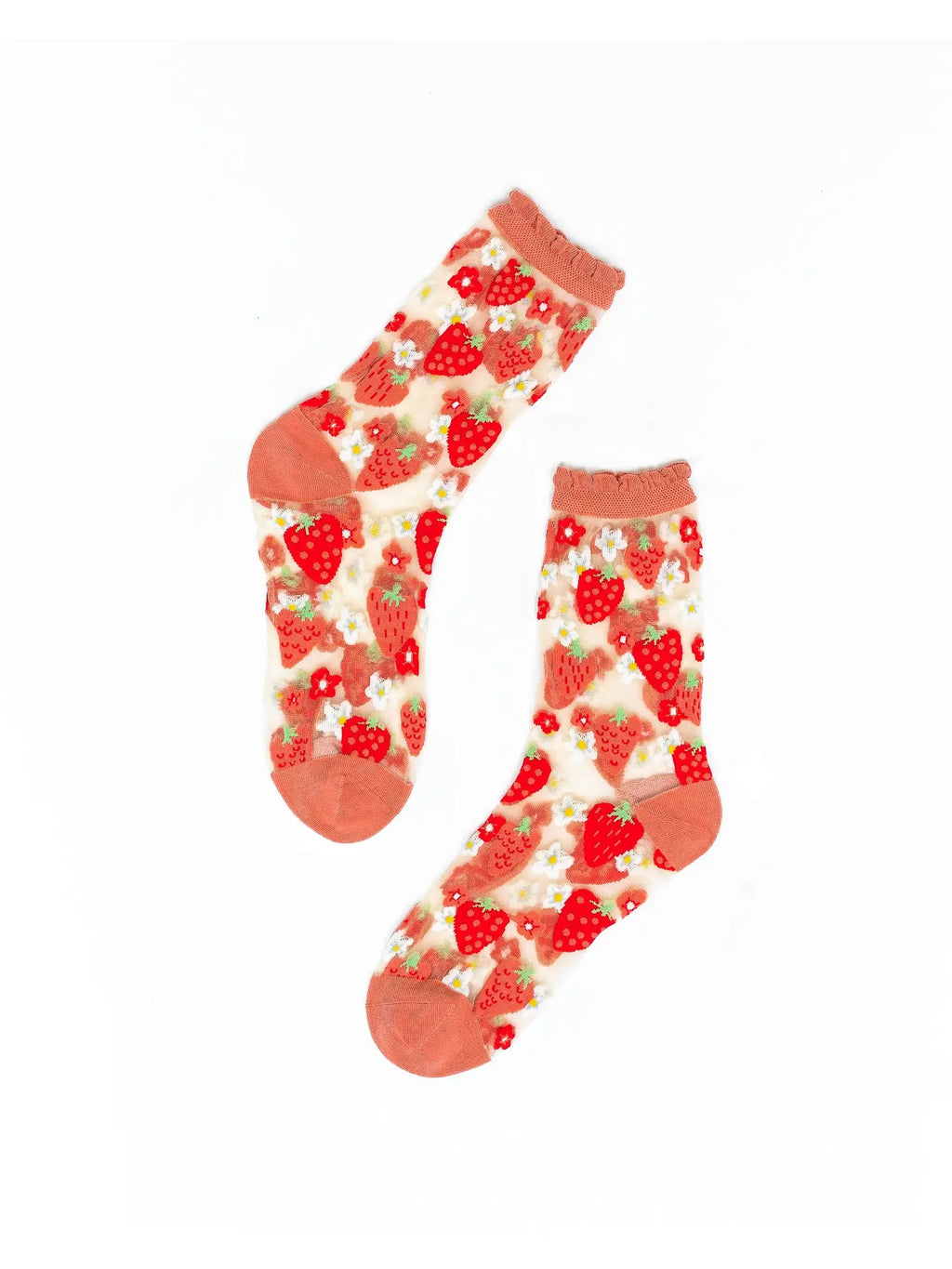 STRAWBERRY DAISY SHEER CREW SOCK