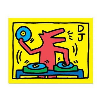 DJ DOG BY KEITH HARING STICKER