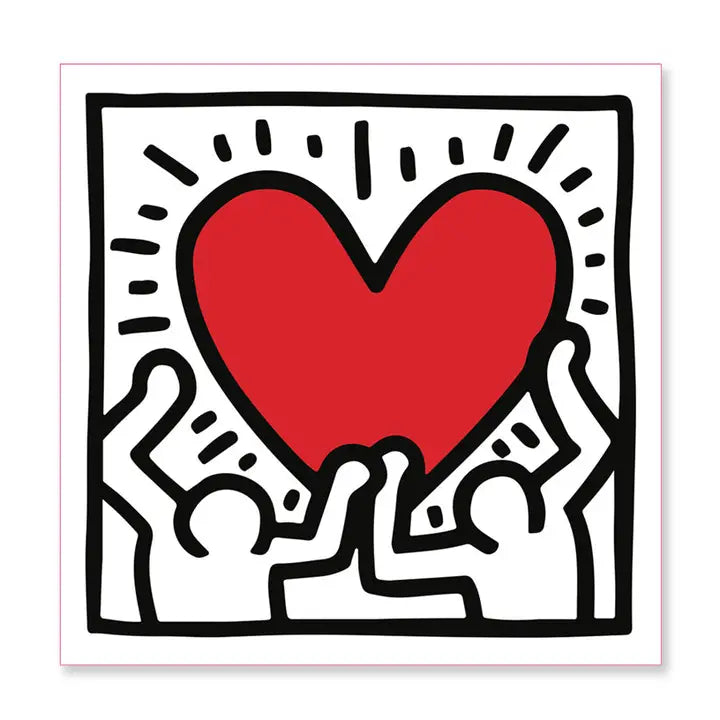 KEITH HARING HOLDING HEART SQUARE MAGNET