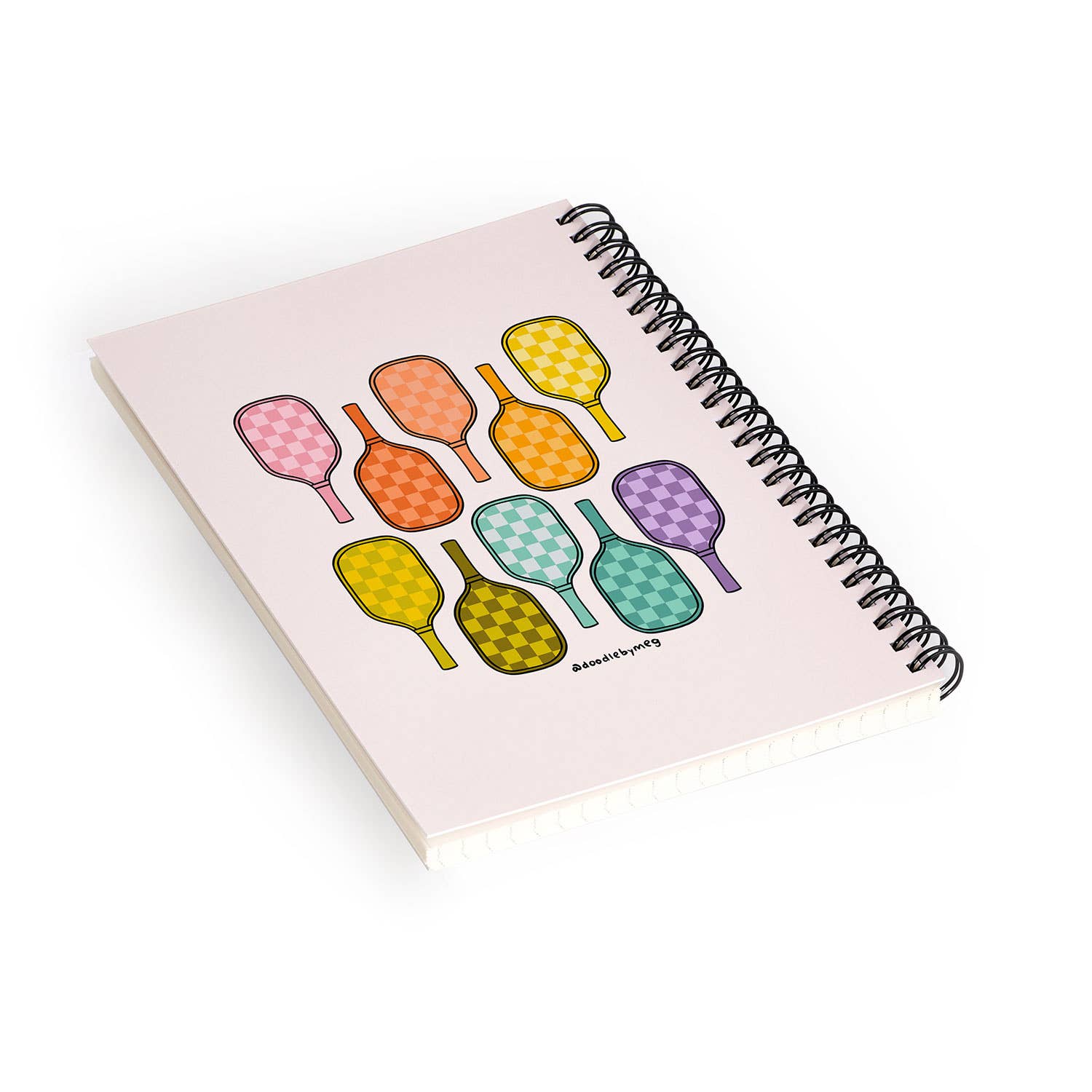 DOODLE BY MEG RAINBOW PICKLEBALL PADDLES SPIRAL NOTEBOOK