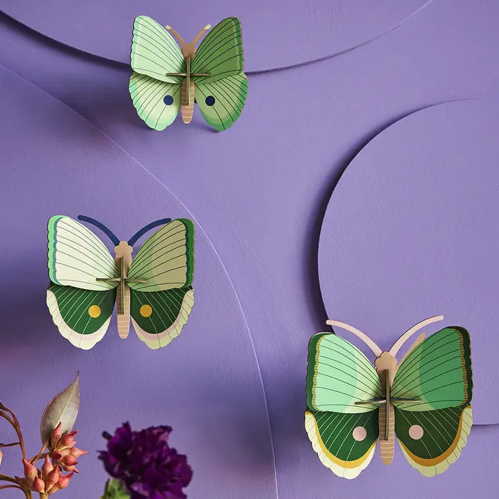 FERN STRIPED BUTTERFLIES SET OF 3