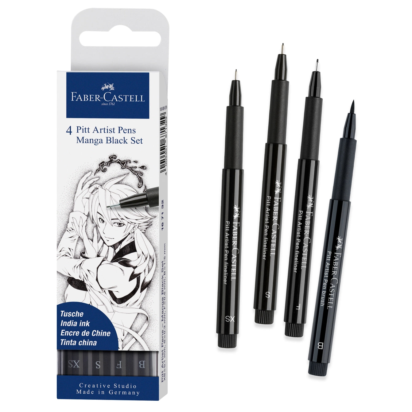 PITT ARTIST PEN, MANGA BLACK SET- WALLET OF 4