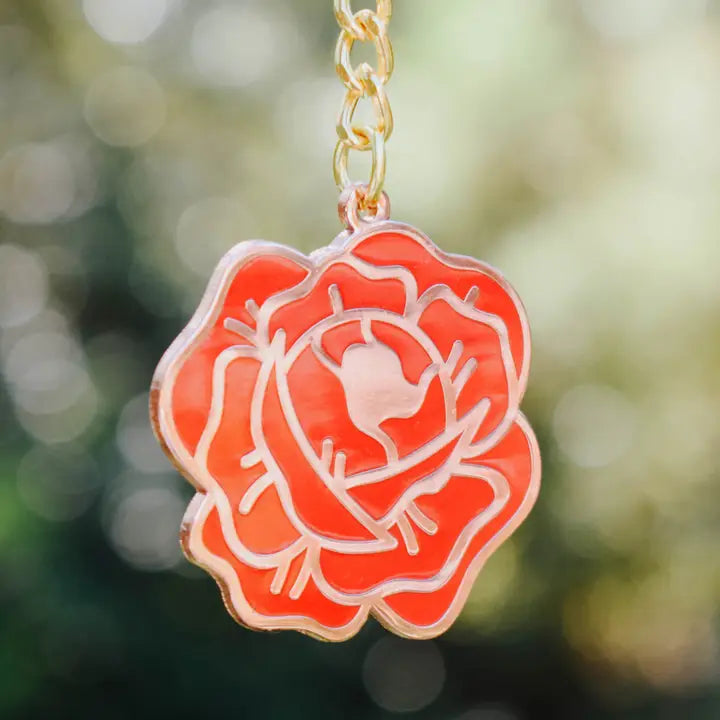RED ROSE ENAMEL KEYCHAIN
