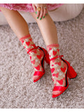 STRAWBERRY DAISY SHEER CREW SOCK