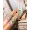 HEART FLORAL SHEER CREW SOCK