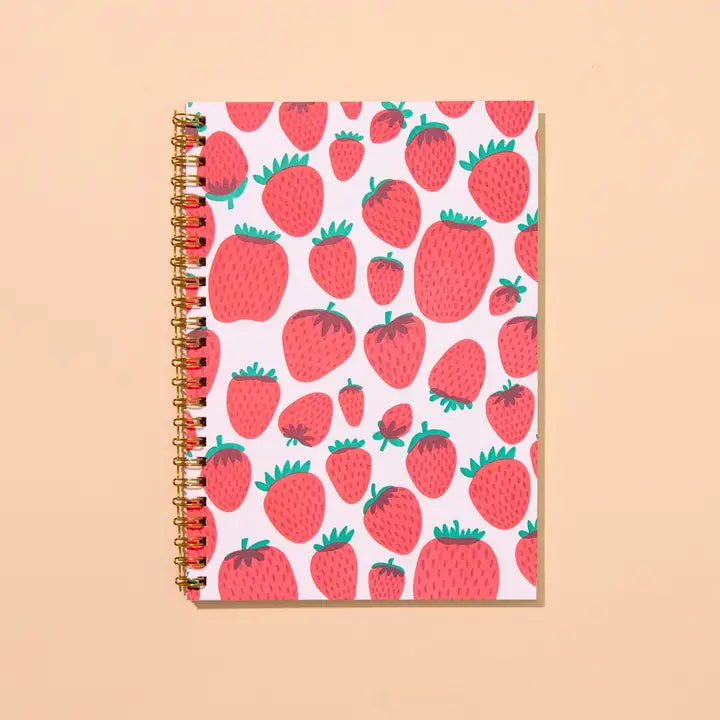 STRAWBERRY LETTERPRESS SPIRAL NOTEBOOK