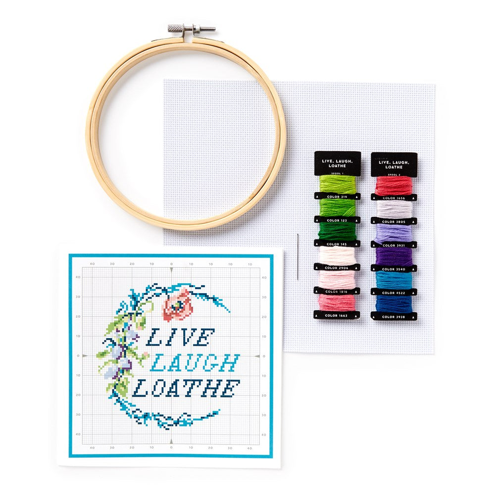LIVE, LAUGH, LOATHE CROSS STITCH KIT